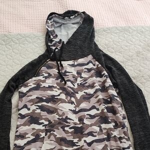Camouflage Hoodie with Black Sleeves